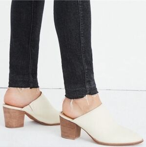 Madewell Cream Leather Heeled Mules, Size 8